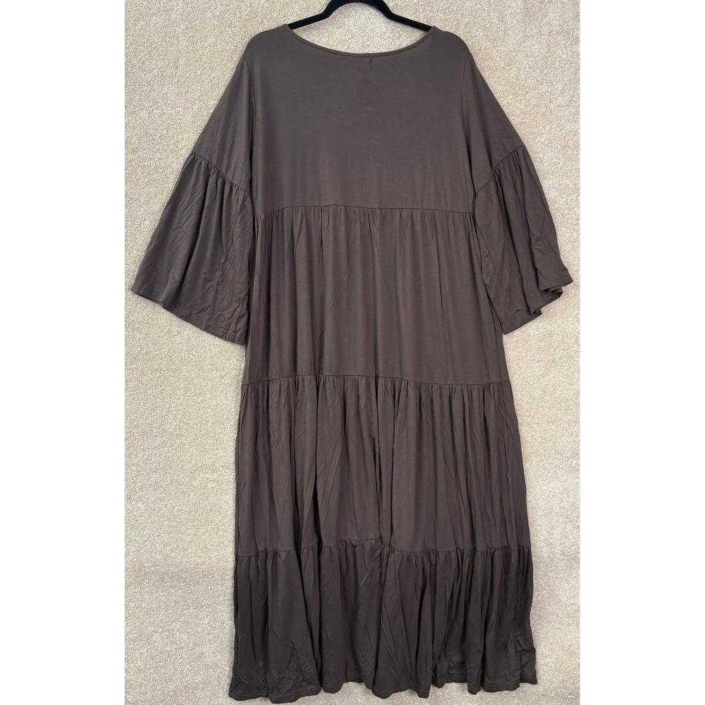 NWT NATURAL LIFE Maxi Dress Women's L/XL Brown Tiered V-Neck Bell Sleeve Boho - Picture 8 of 8